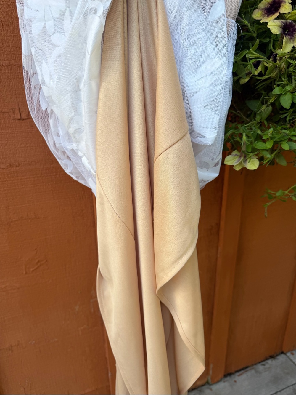 Luxxel Sheer White Floral Lace Maxi with Deep V - Picture 5 of 11